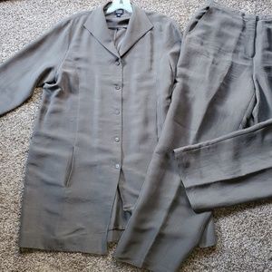 Eileen Fisher Gray Silk Suit Jacket and Pant